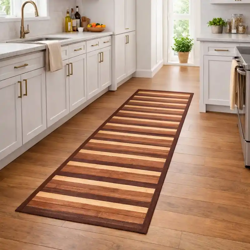WOODY - Tappeto Passatoia Cucina BAMBOO Deluxe Degradè - Marrone