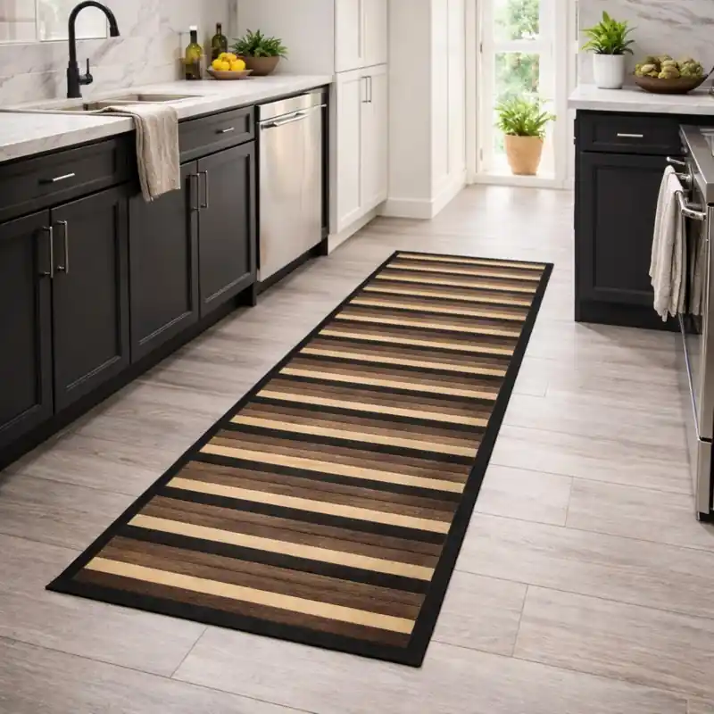 WOODY - Tappeto Passatoia Cucina BAMBOO Deluxe Degradè - Nero