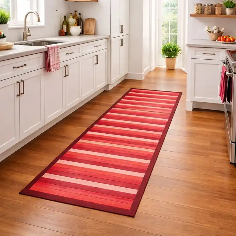 WOODY - Tappeto Passatoia Cucina BAMBOO Deluxe Degradè - Rosso