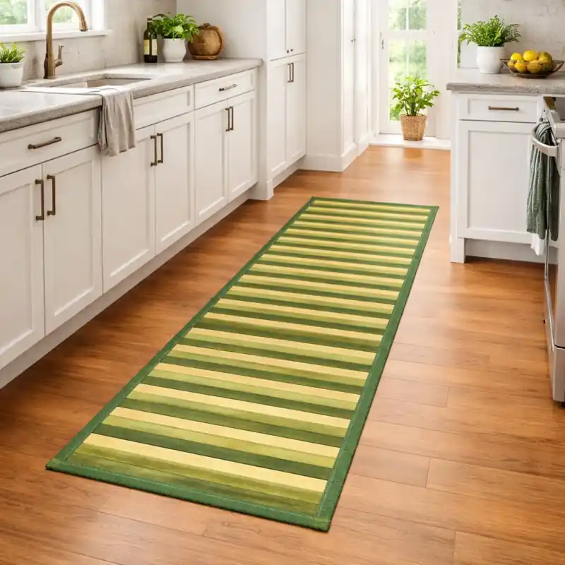 WOODY - Tappeto Passatoia Cucina BAMBOO Deluxe Degradè - Verde