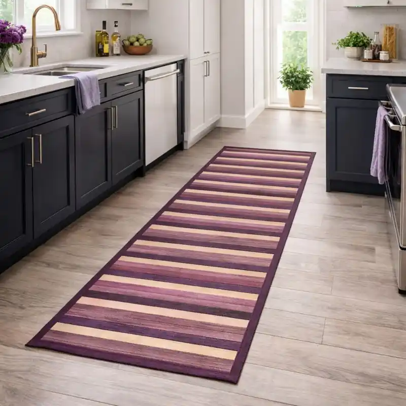 WOODY - Tappeto Passatoia Cucina BAMBOO Deluxe Degradè - Viola