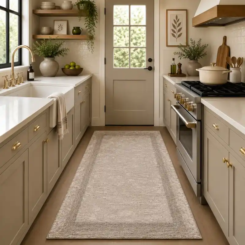 SOFT - Tappeto Passatoia da Cucina - Lavabile ed Antiscivolo - Ciniglia Jacquard - Tortora