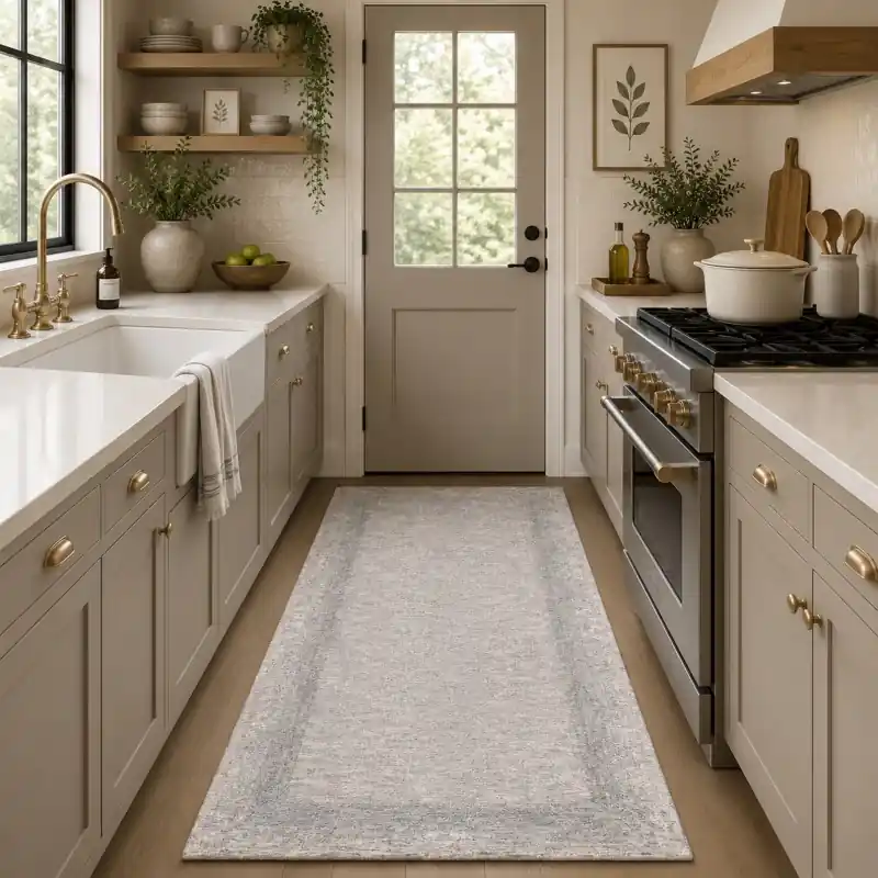 SOFT - Tappeto Passatoia da Cucina - Lavabile ed Antiscivolo - Ciniglia Jacquard - Grigio