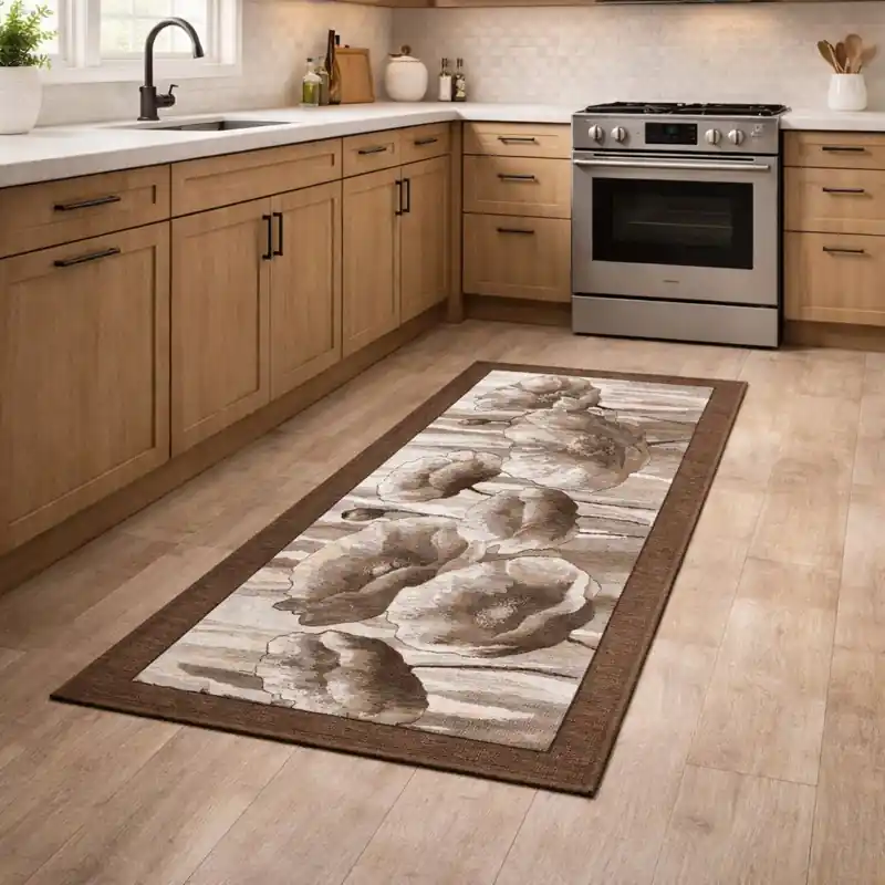 HOLLAND - Tappeto Passatoia da Cucina - Lavabile ed Antiscivolo - Ciniglia Jacquard - Fango