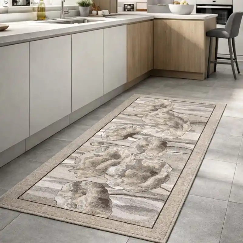 HOLLAND - Tappeto Passatoia da Cucina - Lavabile ed Antiscivolo - Ciniglia Jacquard - Tortora