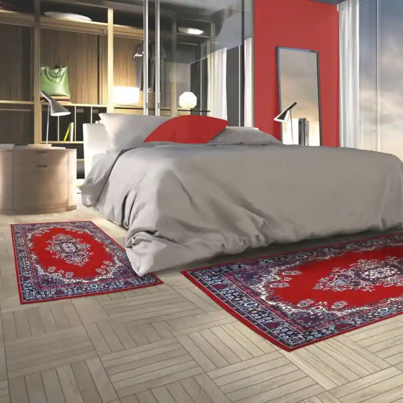 PERSIAN X - Tappeto Passatoia Parure Scendiletto Orientale Classico Persiano Rosone - 6210 Rosso