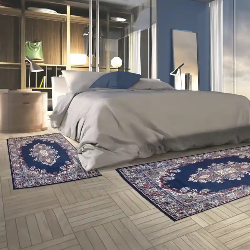 PERSIAN X - Tappeto Passatoia Parure Scendiletto Orientale Classico Persiano Rosone - 6210 Blu Scuro