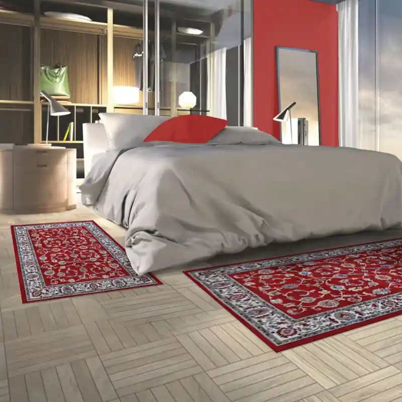 PERSIAN X - Tappeto Passatoia Parure Scendiletto Orientale Classico Persiano Fiori - 2079 Rosso