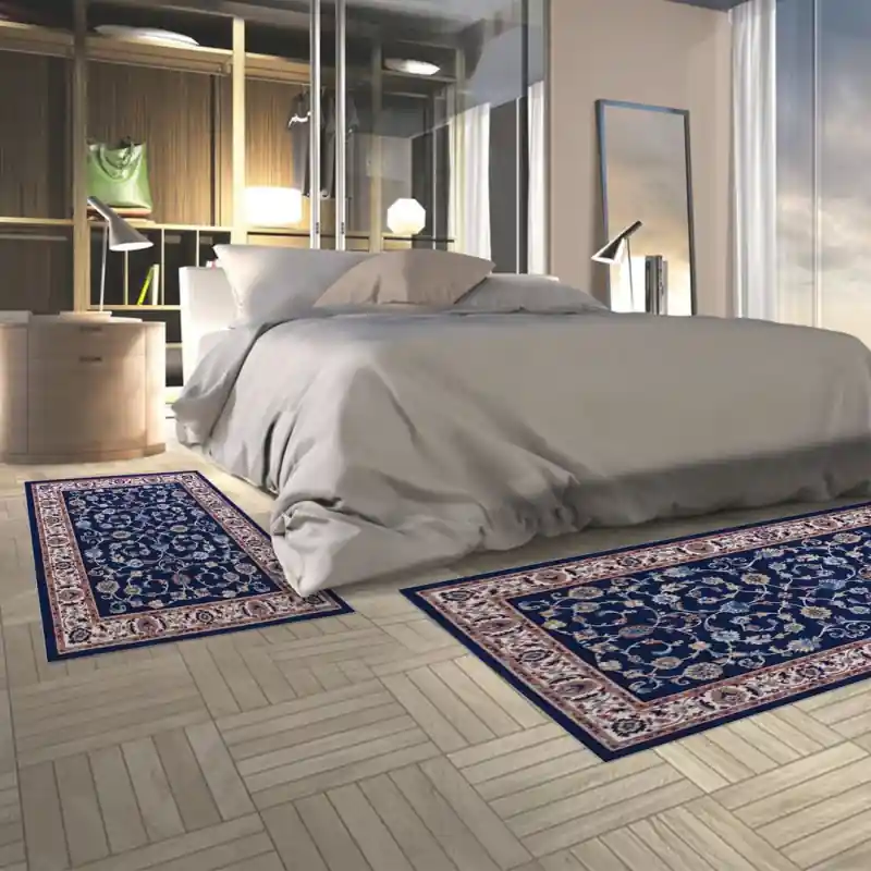 PERSIAN X - Tappeto Passatoia Parure Scendiletto Orientale Classico Persiano Fiori - 2079 Blu Scuro