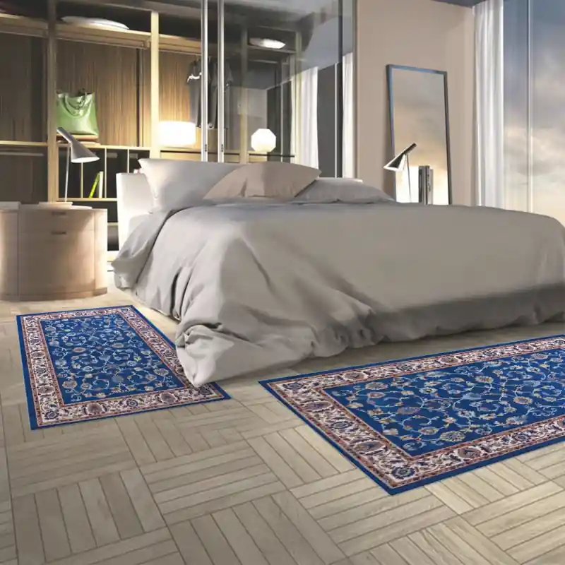 PERSIAN X - Tappeto Passatoia Parure Scendiletto Orientale Classico Persiano Fiori - 2079 Blu Chiaro