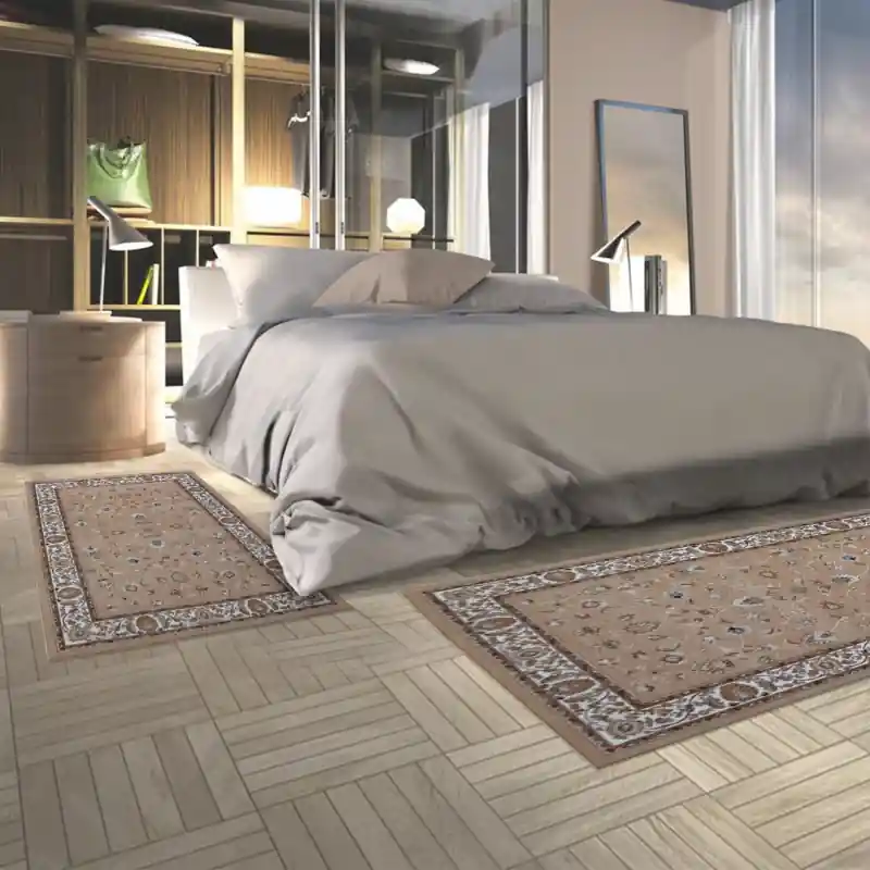 PERSIAN X - Tappeto Passatoia Parure Scendiletto Orientale Classico Persiano Fiori - 2079 Beige