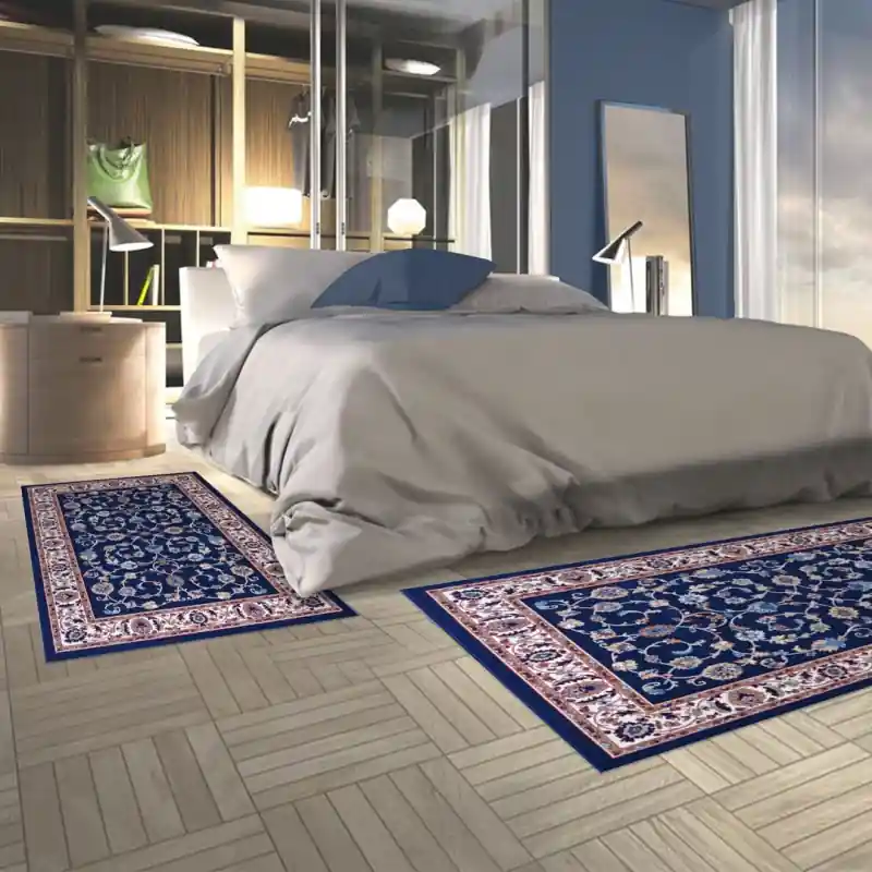 REGAL SHIRAZ - Tappeto Passatoia Scendiletto Classico Stile Persiano 2079 Blu Scuro