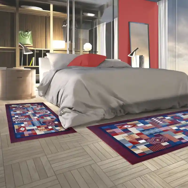 REGAL SHIRAZ - Tappeto Passatoia Parure Scendiletto Classico Stile Persiano Geometrico 2064 Rosso