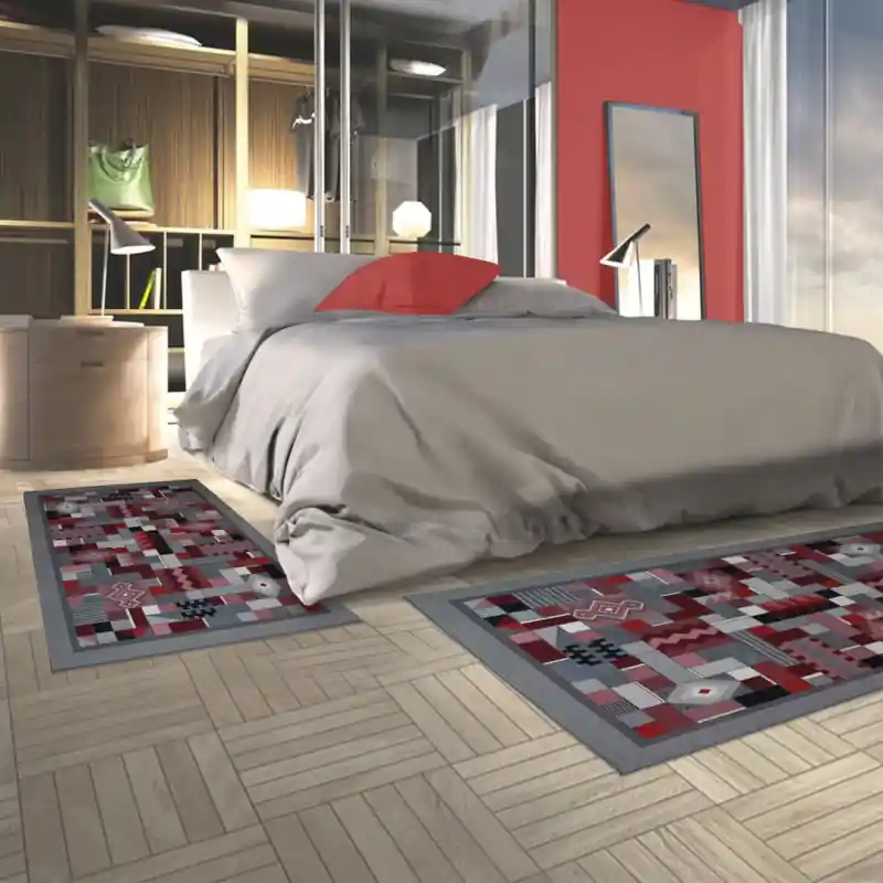 REGAL SHIRAZ - Tappeto Passatoia Parure Scendiletto Classico Stile Persiano Geometrico 2064 Grigio