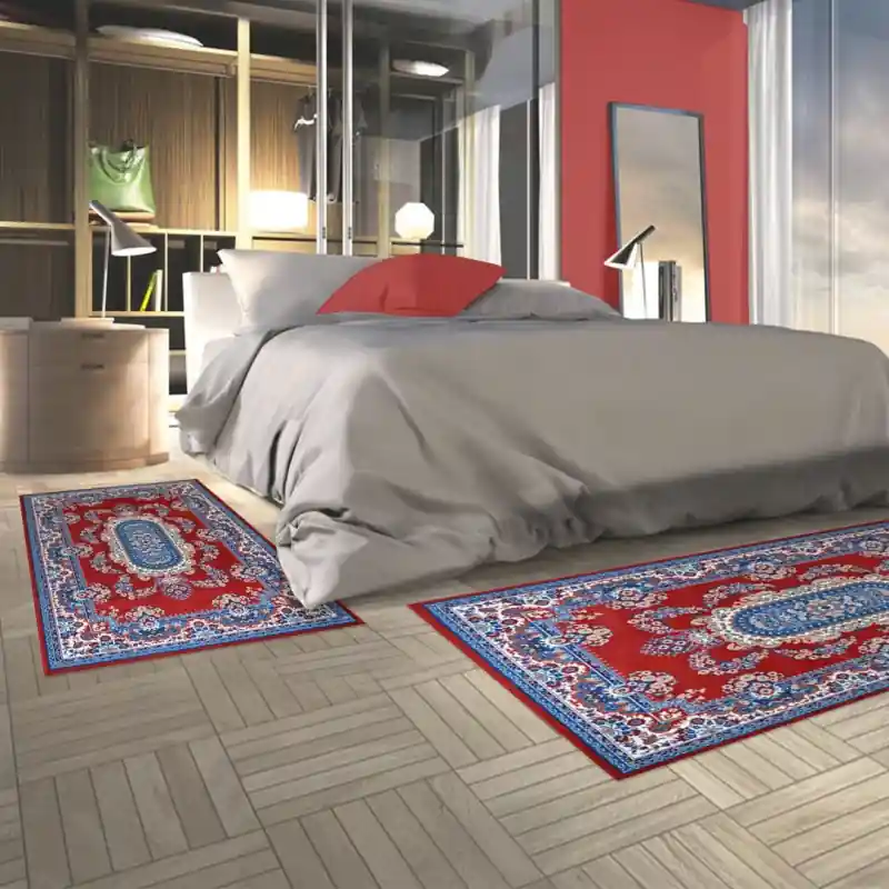REGAL SHIRAZ - Tappeto Passatoia Parure Scendiletto Classico Stile Persiano Rosone 2063 Rosso