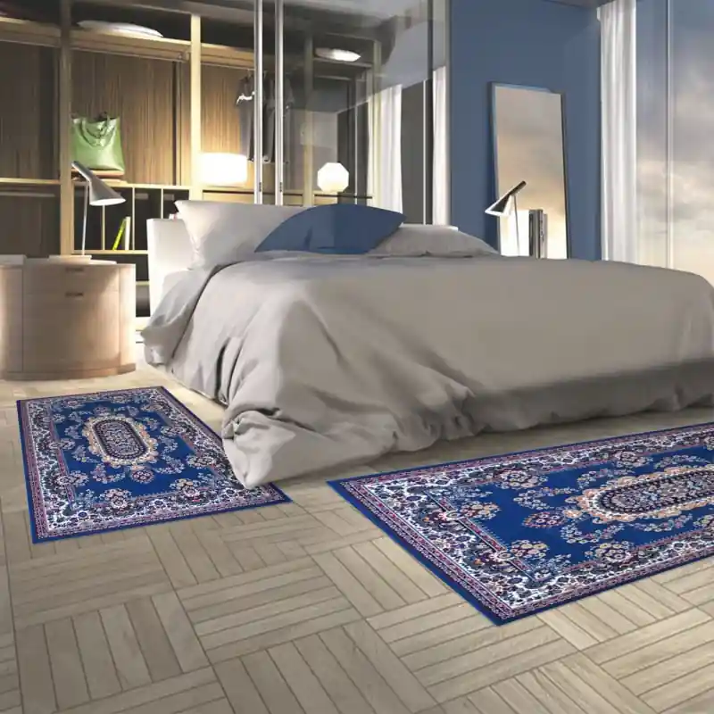 REGAL SHIRAZ - Tappeto Passatoia Parure Scendiletto Classico Stile Persiano 2063 Blu Chiaro