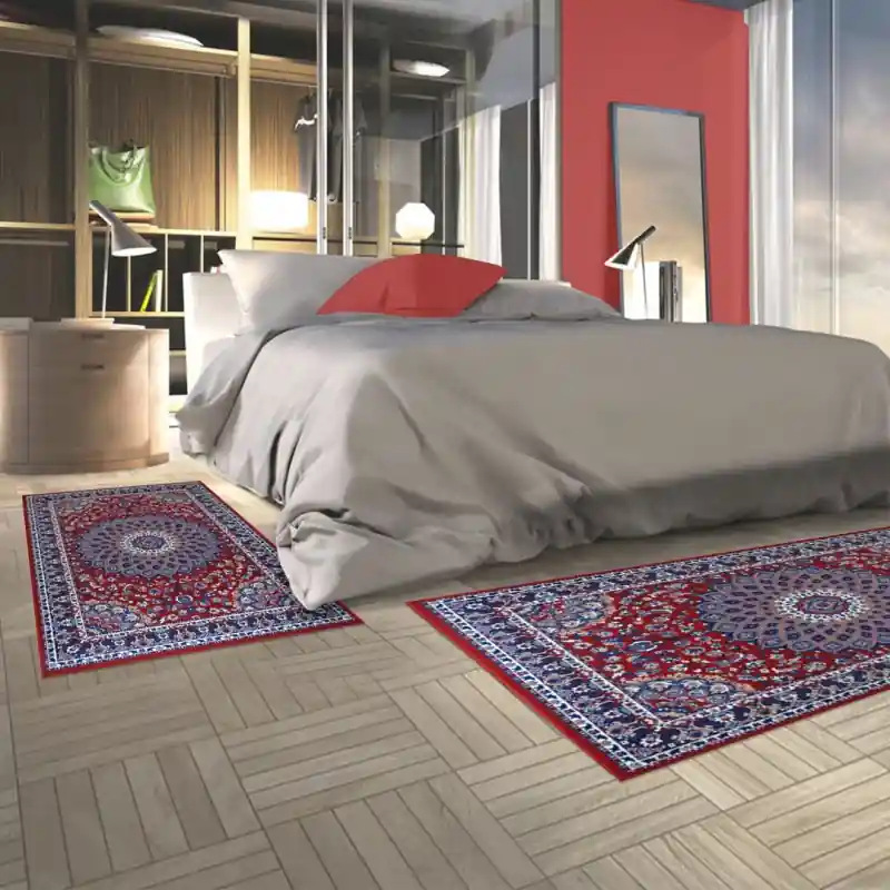 REGAL SHIRAZ - Tappeto Passatoia Parure Scendiletto Classico Stile Persiano 2082 Rosso