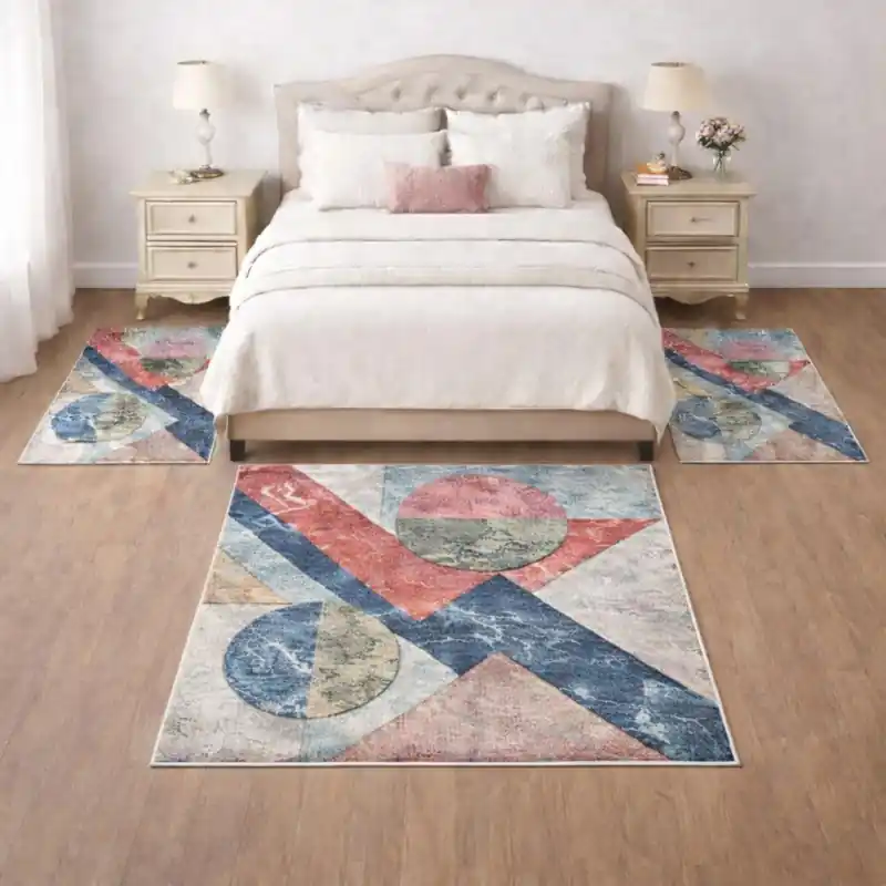 FUSION - Tappeto Parure Scendiletto Moderno Sfumato Geometrico Melange - 8451 Multicolor