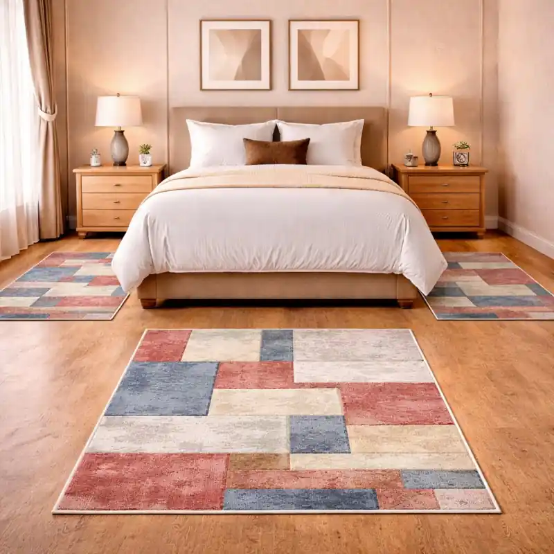 FUSION - Tappeto Parure Scendiletto Moderno Sfumato Geometrico Melange - 8501 Multicolor