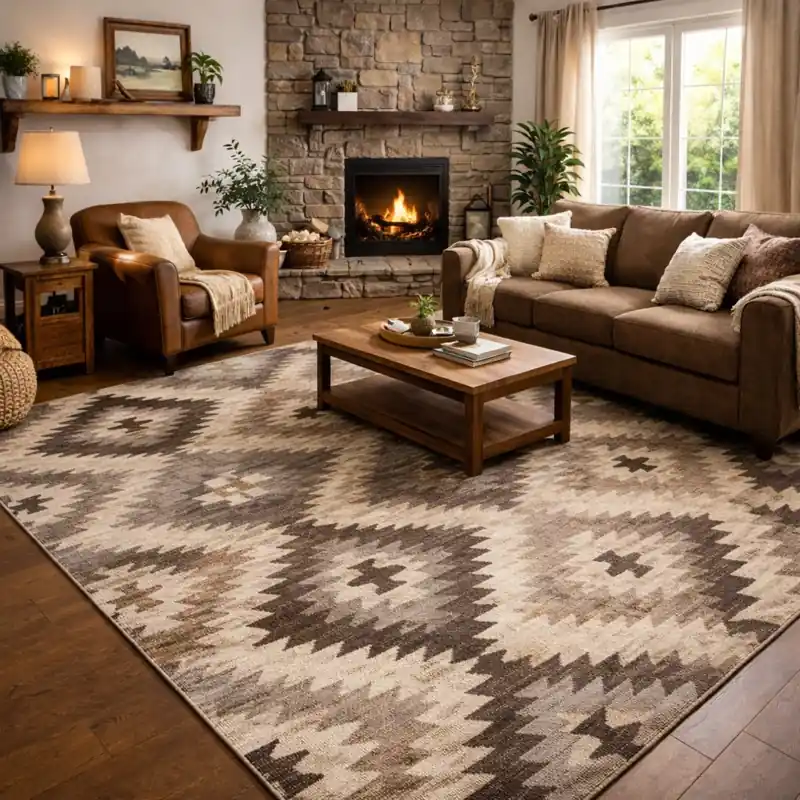 CUBA - Tappeto Moderno Geometrico Kilim - Lavabile ed Antiscivolo - Ciniglia Jacquard - Tortora