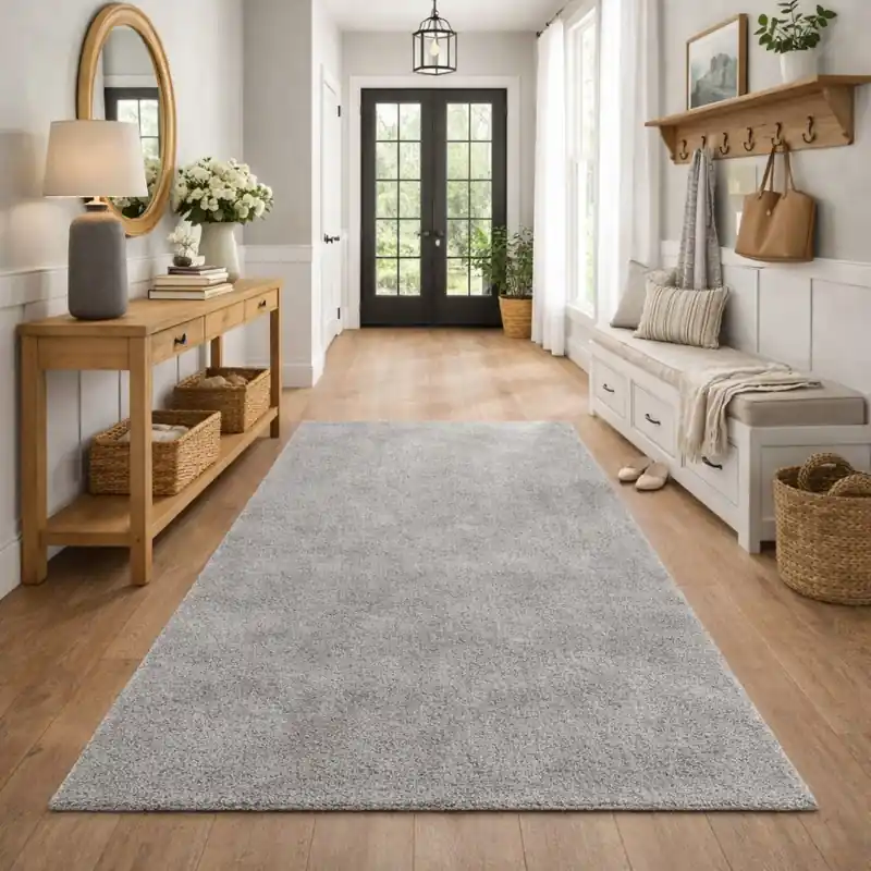 SENSITIVE - Tappeto Corsia Passatoia Moderno Shaggy Soft Touch Tinta Unita - 076 Grigio Melange