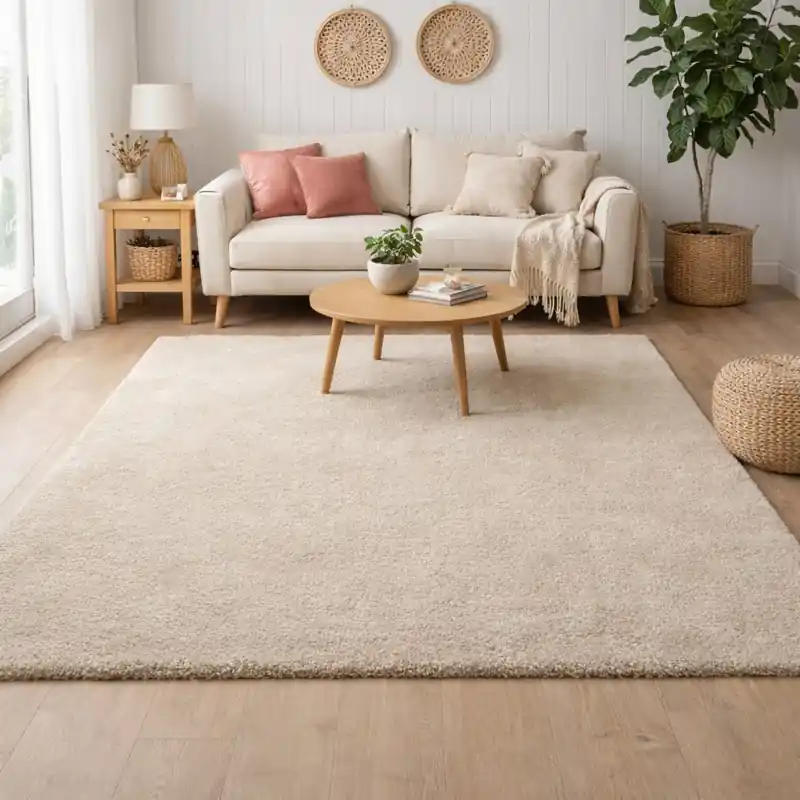 SENSITIVE - Tappeto Moderno Shaggy Soft Touch Tinta Unita - 050 Beige