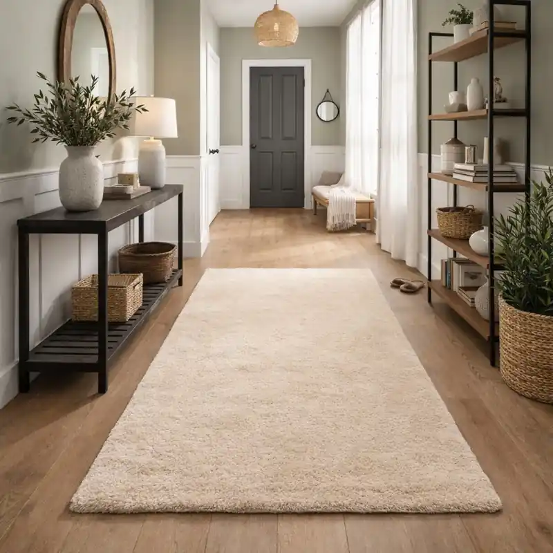 SENSITIVE - Tappeto Corsia Passatoia Moderno Shaggy Soft Touch Tinta Unita - 050 Beige