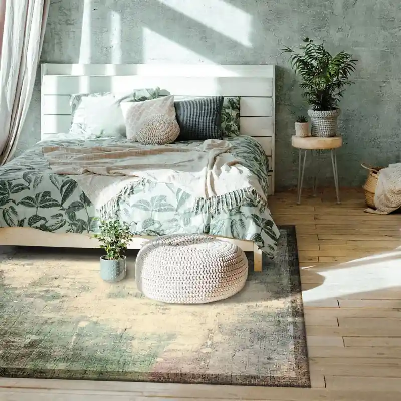 Tappeto Passatoia Salotto Camera Lavabile Antiscivolo Sfumato Grigio Verde Azzurro - RIFLESSI FREDDI