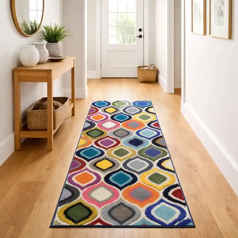SIMMETRICAL - Tappeto Passatoia Corsia Moderno Scolpito Intarsiato a Mano - Stile Geometrico - Colori accesi - 2433