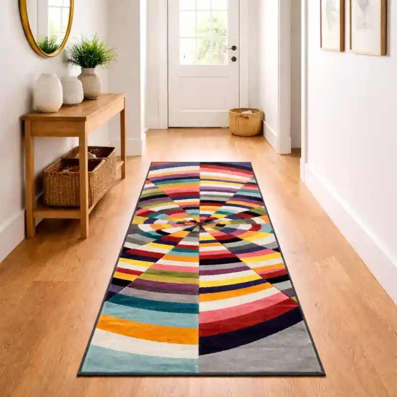 SIMMETRICAL - Tappeto Passatoia Corsia Moderno Scolpito Intarsiato a Mano - Stile Geometrico - Colori accesi - 1584
