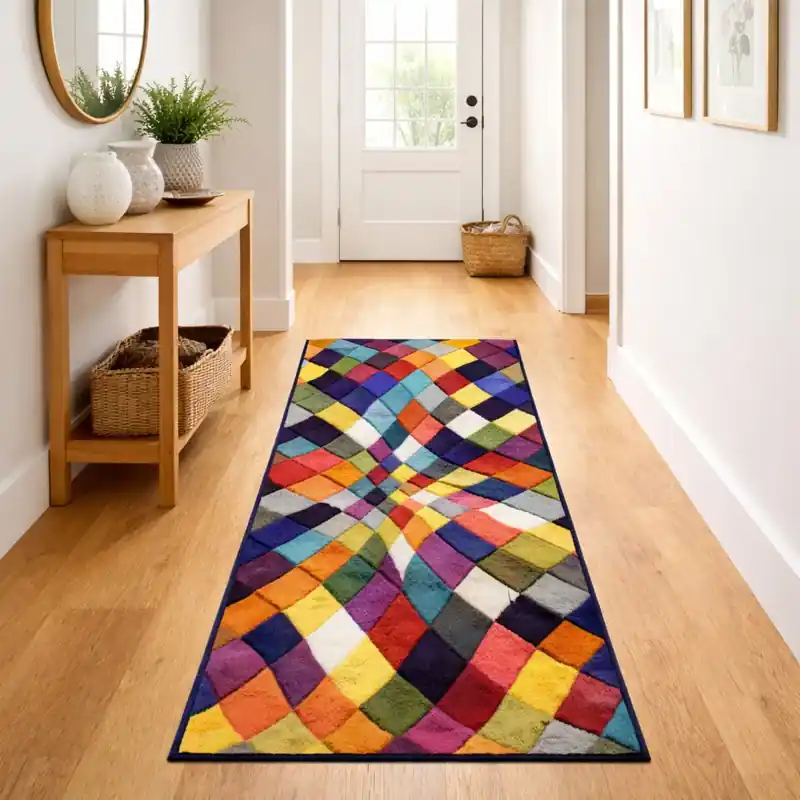 SIMMETRICAL - Tappeto Passatoia Corsia Moderno Scolpito Intarsiato a Mano - Stile Geometrico - Colori accesi - 1188