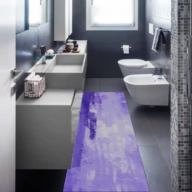 Tappeto Passatoio Salotto Cucina Bagno Lavabile Antiscivolo Moderno Astratto Viola - MOD5059