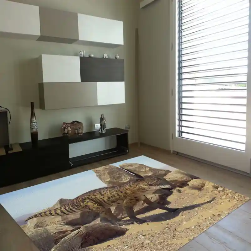 Tappeto Passatoia Salotto Cucina Bagno Lavabile Dinosauro Deserto Iguana - DINO0010