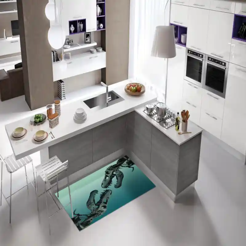 Tappeto Passatoia Salotto Cucina Bagno Lavabile Dinosauro Scheletro - DINO0007