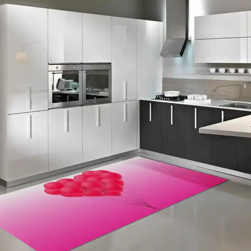 Tappeto Passatoia Salotto Cucina Bagno Lavabile Compleanno Palloncini Rossi Rosa Festa - COM0001