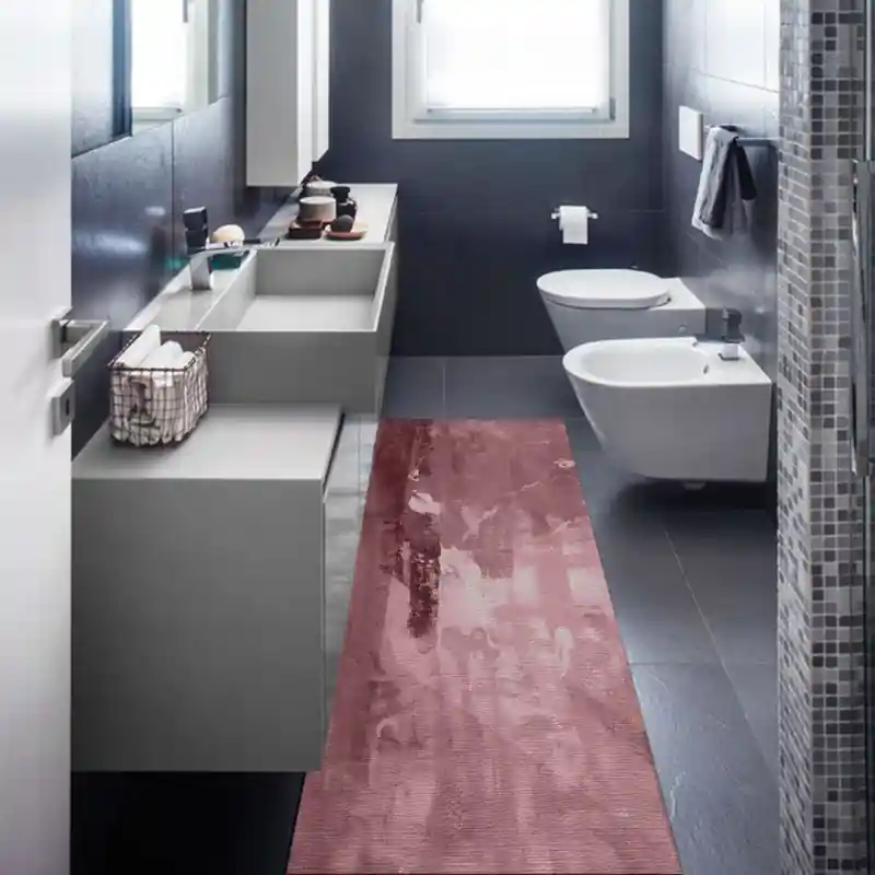 Tappeto Passatoia Salotto Cucina Bagno Lavabile Antiscivolo Moderno Astratto Bordeaux - MOD5056