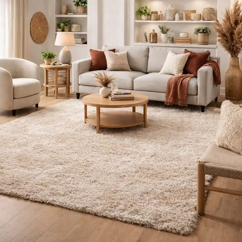 RAVELLO - Tappeto Moderno Shaggy Soft Touch Tinta Unita - 050 Beige