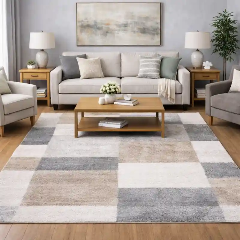 SAHARA - Tappeto Moderno Shaggy Soft Touch Grigio Beige Marrone - 23321-6262