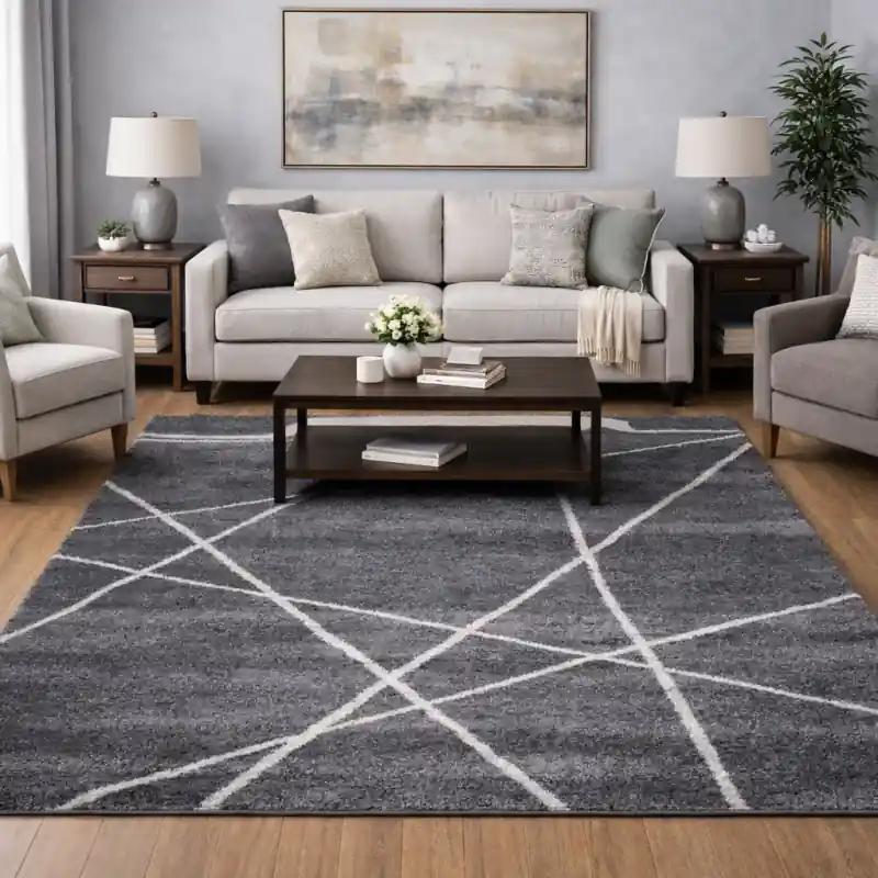 SAHARA - Tappeto Moderno Shaggy Soft Touch Grigio Nero - 23277-4268