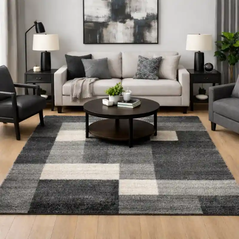 SAHARA - Tappeto Moderno Shaggy Soft Touch Grigio Nero - 23008-5248