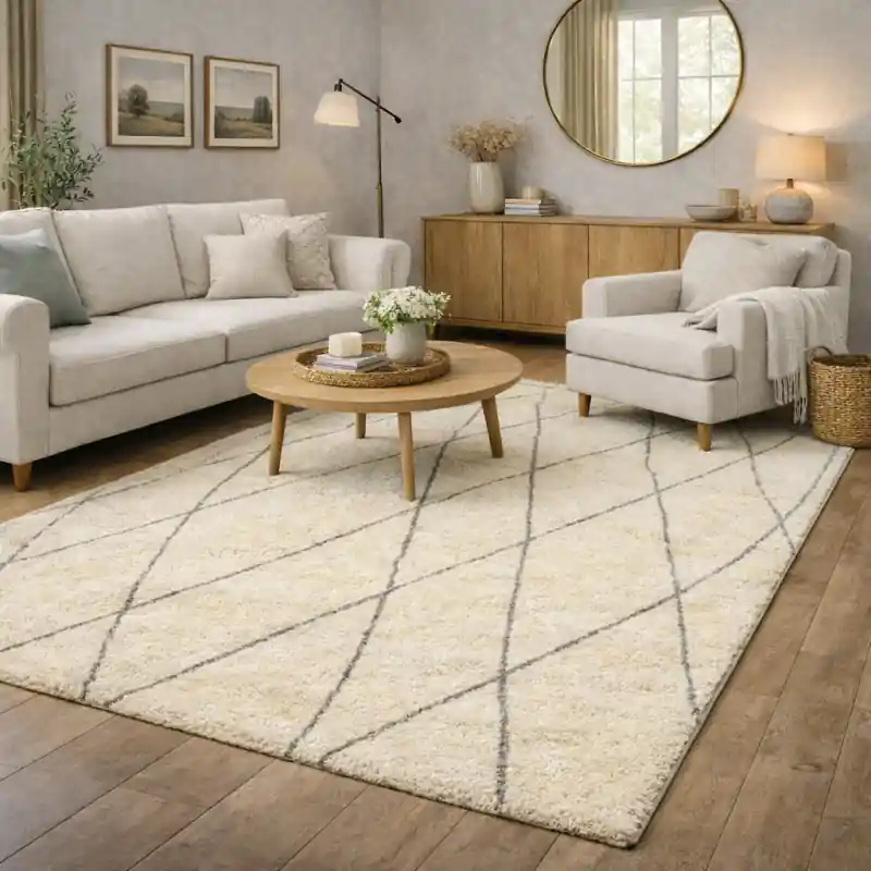 SAHARA - Tappeto Moderno Shaggy Soft Touch Grigio Panna - 23200-6232