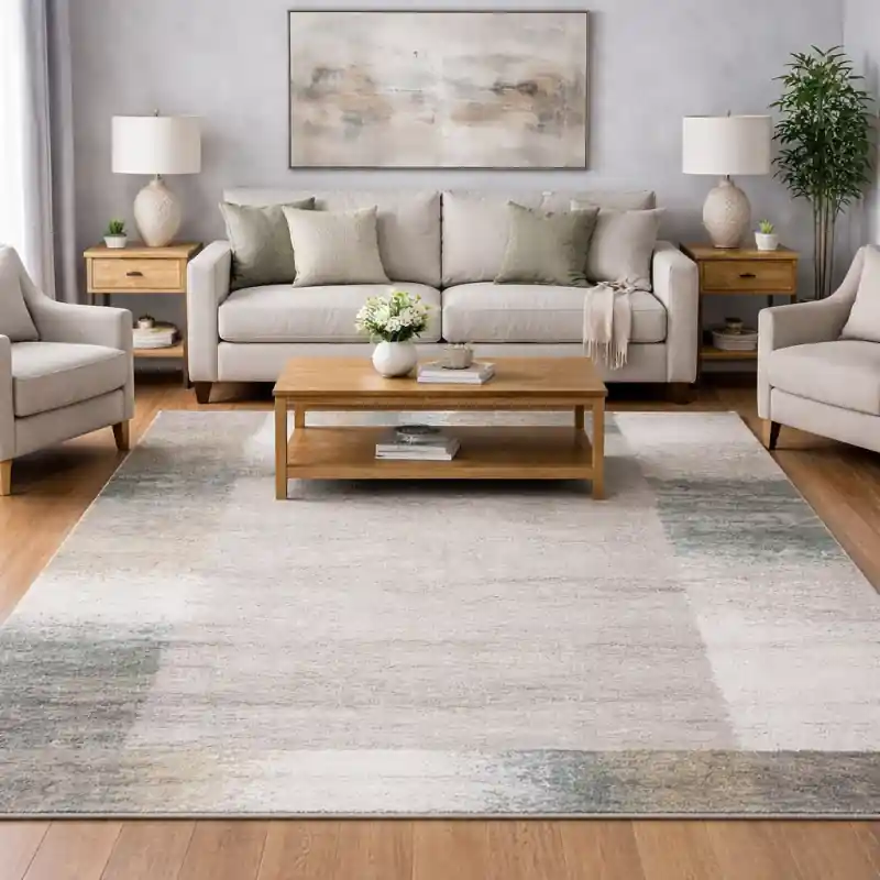 SAHARA - Tappeto Moderno Shaggy Soft Touch Grigio Avorio Beige Verde - 23426-5242