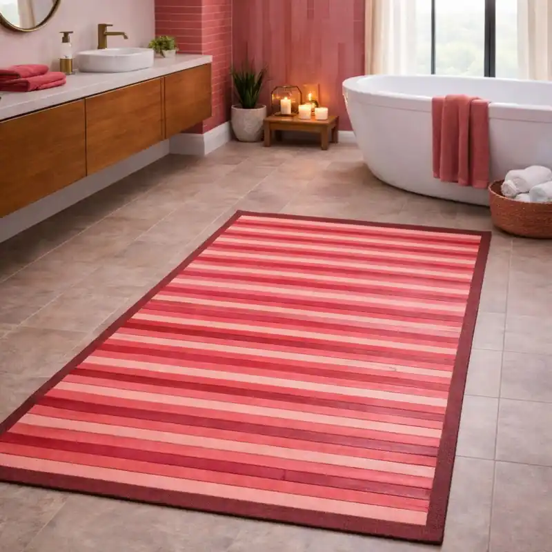 WOODY - Tappeto Passatoia Bagno BAMBOO Deluxe Degradè - Rosso