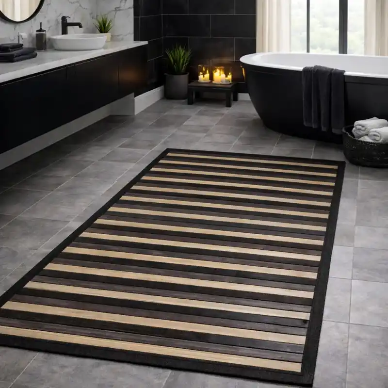 WOODY - Tappeto Passatoia Bagno BAMBOO Deluxe Degradè - Nero