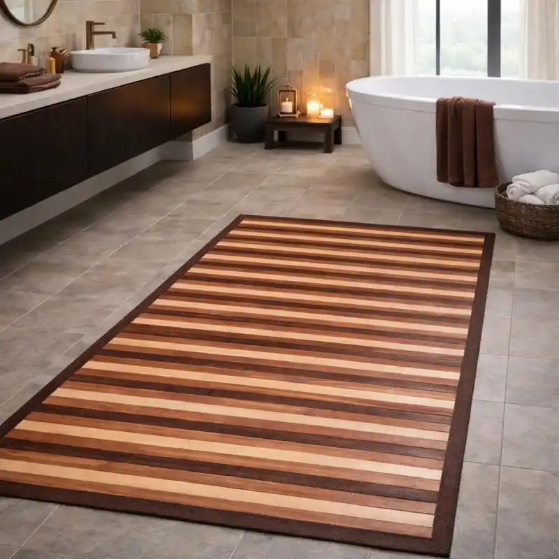 WOODY - Tappeto Passatoia Bagno BAMBOO Deluxe Degradè - Marrone