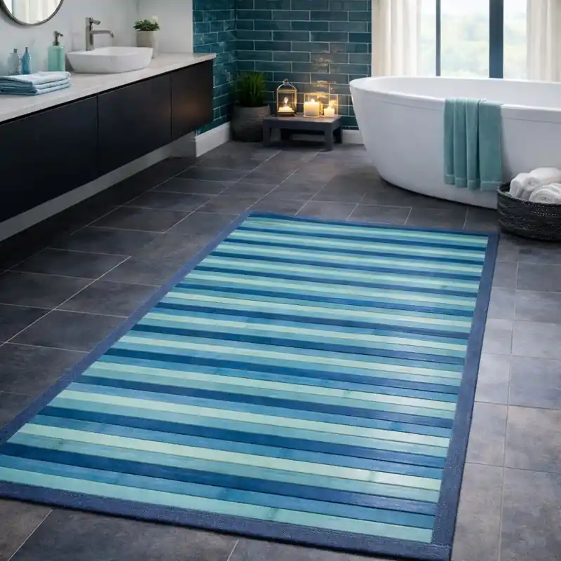 WOODY - Tappeto Passatoia Bagno BAMBOO Deluxe Degradè - Azzurro