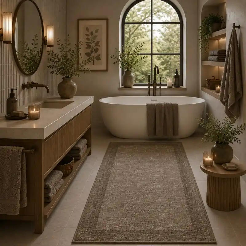SOFT - Tappeto Passatoia da Bagno - Lavabile ed Antiscivolo - Ciniglia Jacquard - Fango