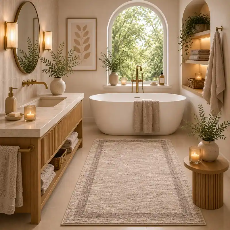 SOFT - Tappeto Passatoia da Bagno - Lavabile ed Antiscivolo - Ciniglia Jacquard - Tortora