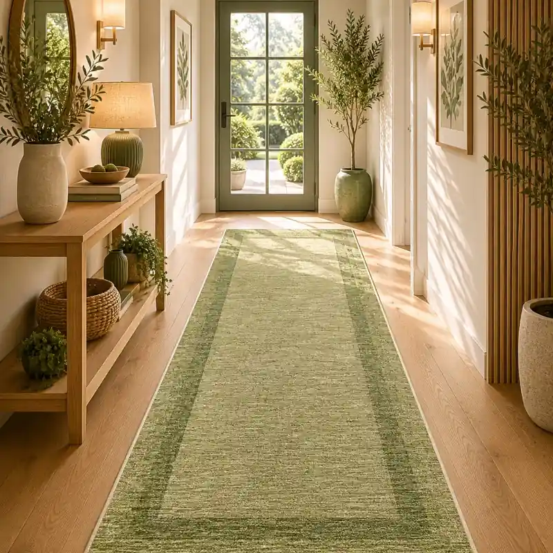 SOFT - Tappeto Passatoia Corsia - Lavabile ed Antiscivolo - Ciniglia Jacquard - Verde