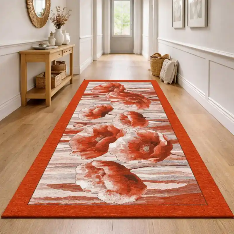 HOLLAND - Tappeto Passatoia Corsia - Lavabile ed Antiscivolo - Ciniglia Jacquard - Arancio